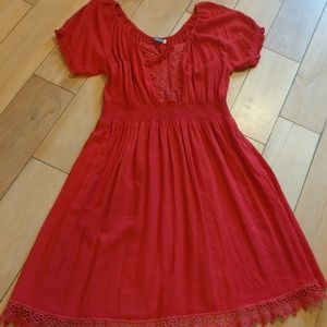 🔛Earthbound Valentine's red crocheted lace dress